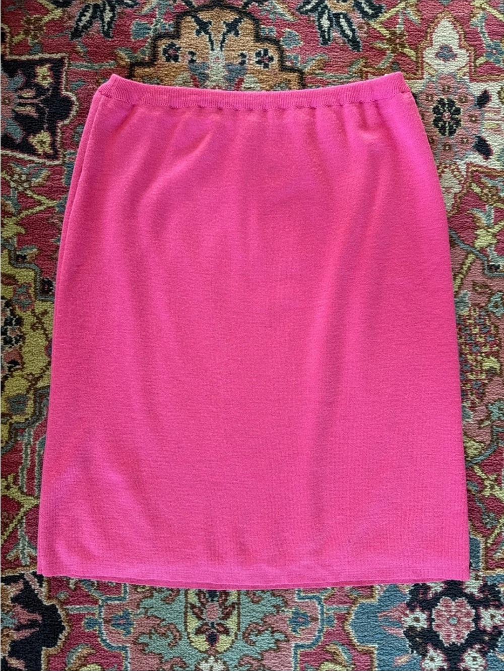 Rodier Pink Wool Blend Knit Pencil Skirt Straight Lined Modest 31” Waist VTG